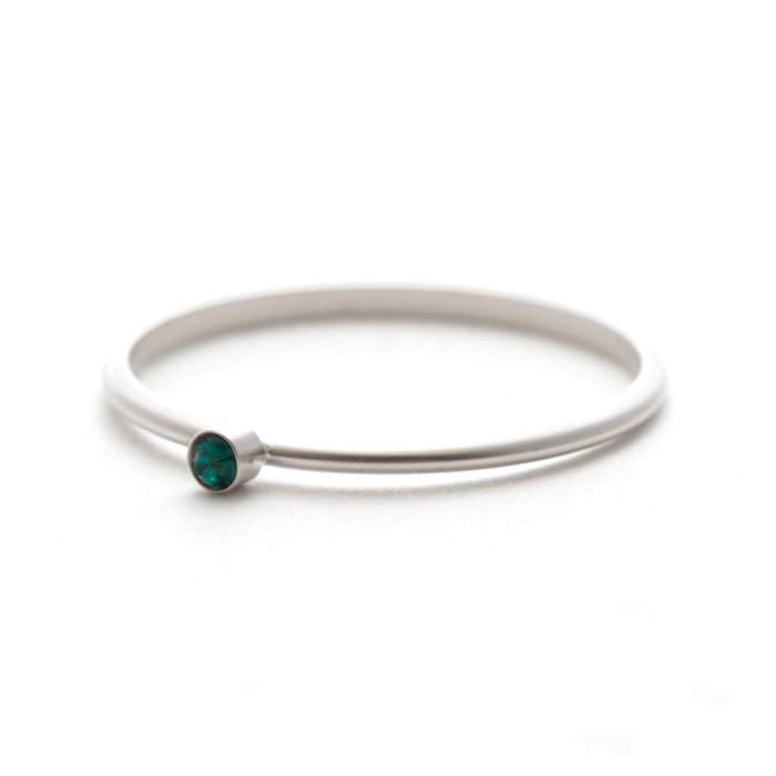 Tiny 1 Stone Ring (Mat Color) - Emerald