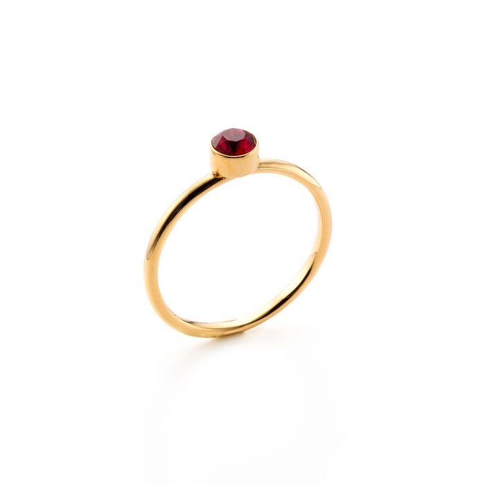 Basic 1 Stone Ring -Siam(ベーシックな赤いクリスタルガラスのリング)