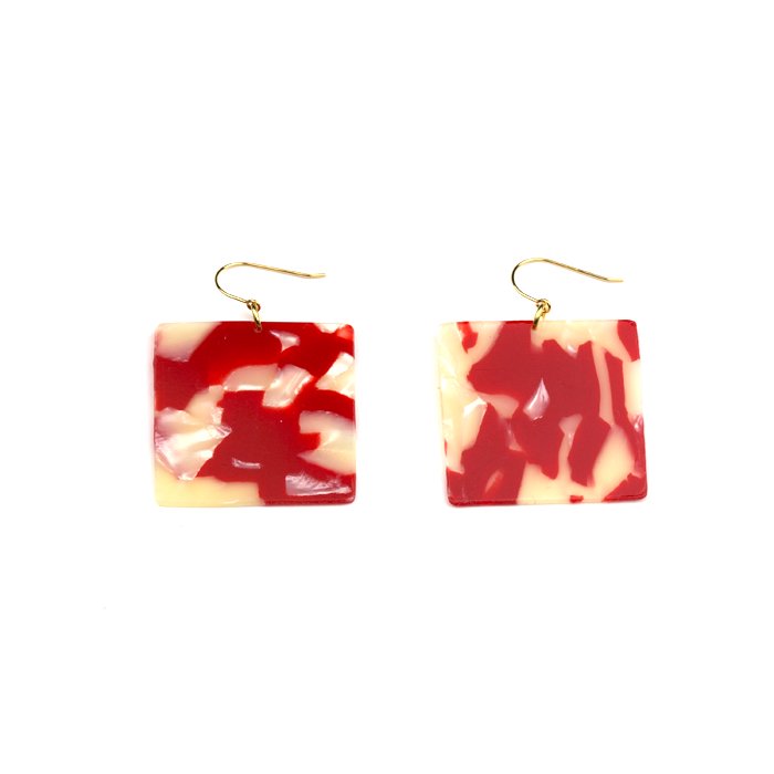 Celluloid Earrings - Goldfish - Square(ɥ  ͳ)