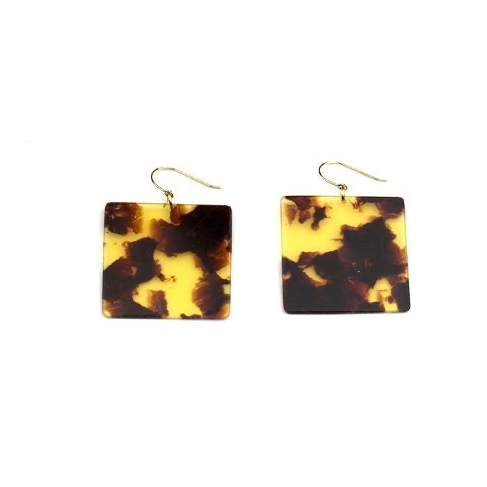 Celluloid Earrings - Tortoiseshell - Square(ɥ ٤ù ͳ)