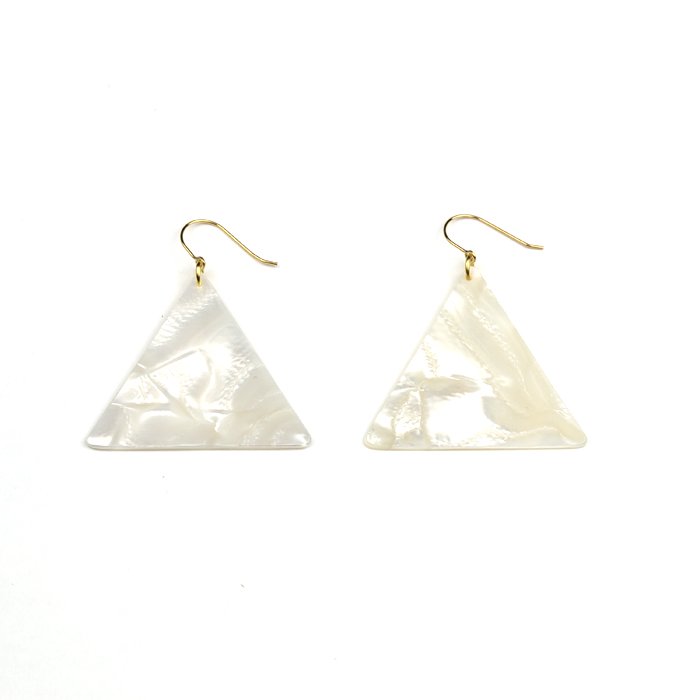 Celluloid Earrings - Pearl - Triangle(ɥ ѡ )