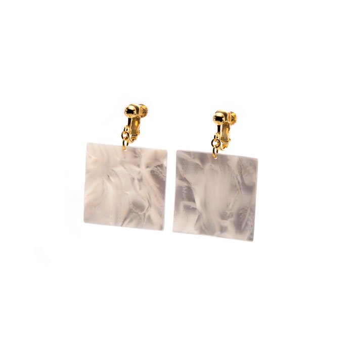 Celluloid Earrings - Pearl - Square(ɥ ѡ ͳ)