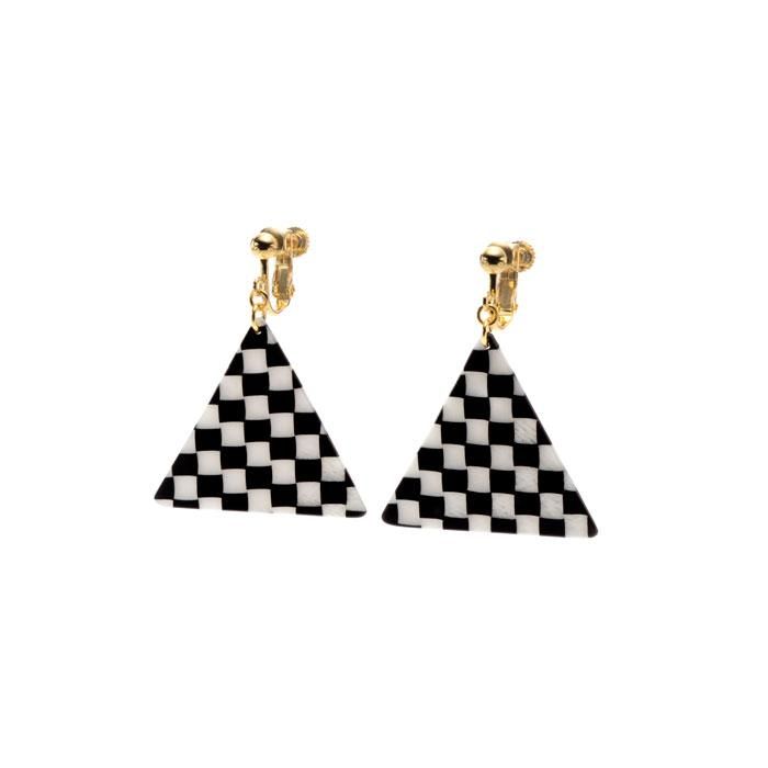 Celluloid Earrings - Check - Triangle(ɥ å )