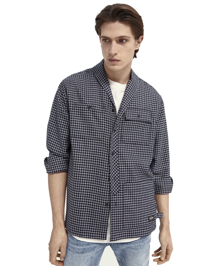 Wool-blend shawl collar over shirt / ͥӡ [292-31418]
