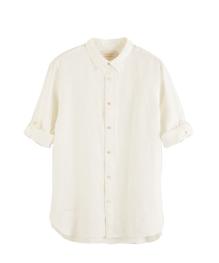 Garment-dyed linen shirt / デニムホワイト [292-31413]