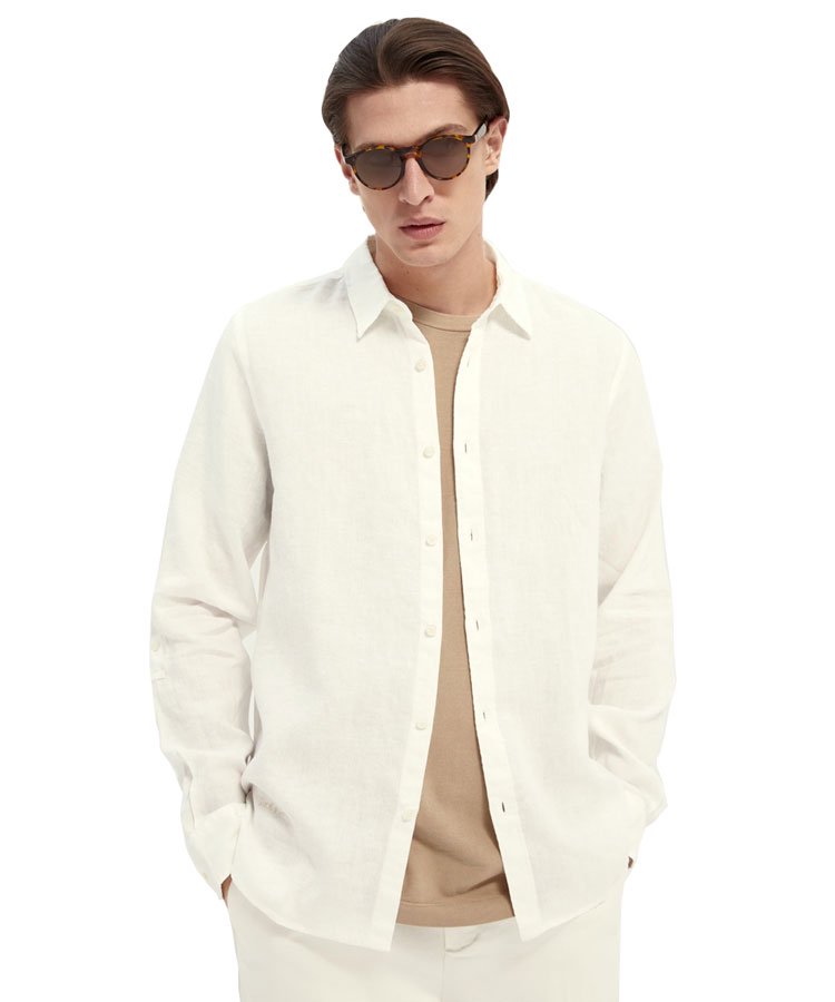Garment-dyed linen shirt / デニムホワイト [292-31413]