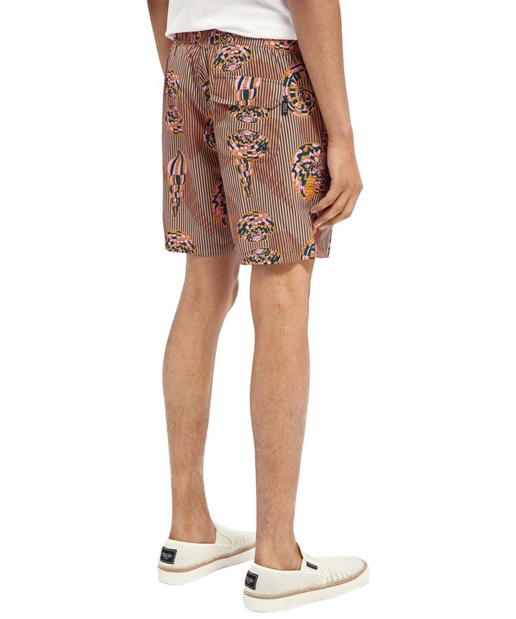 Printed recycled polyester swim shorts / ブラウン [292-38600]