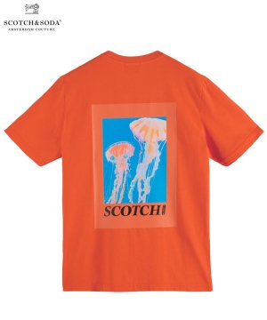 Graphic organic cotton T-shirt / オレンジ [292-34422]