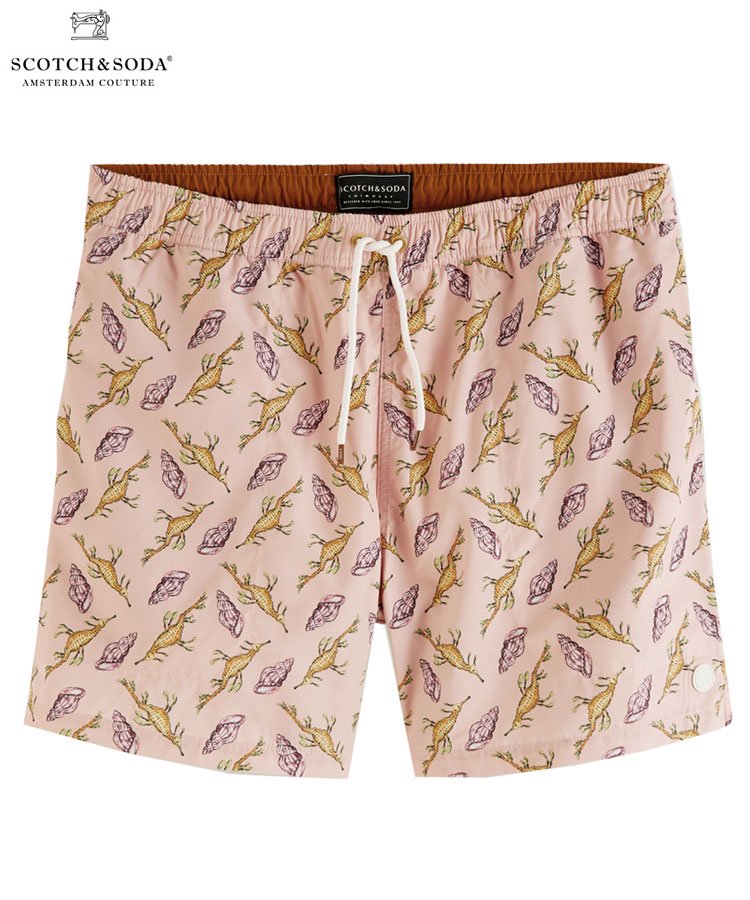 Printed recycled polyester swim shorts / ピンク [292-38600]