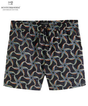 Printed recycled nylon swim shorts / ブラック [292-38601]