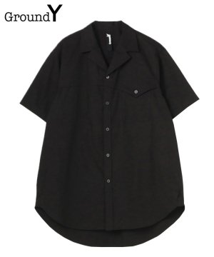 100/2 cotton broad Flap open collar shirt / ブラック [GG-B12-001-3-03]