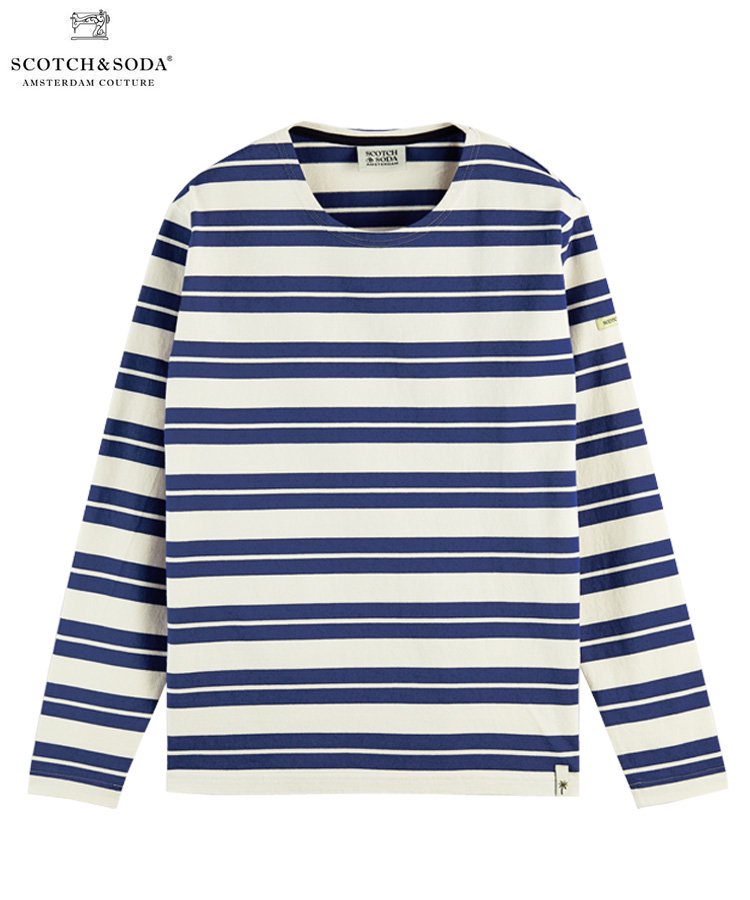 Breton organic cotton long-sleeved T-shirt / ホワイト×ネイビー [292-53401]