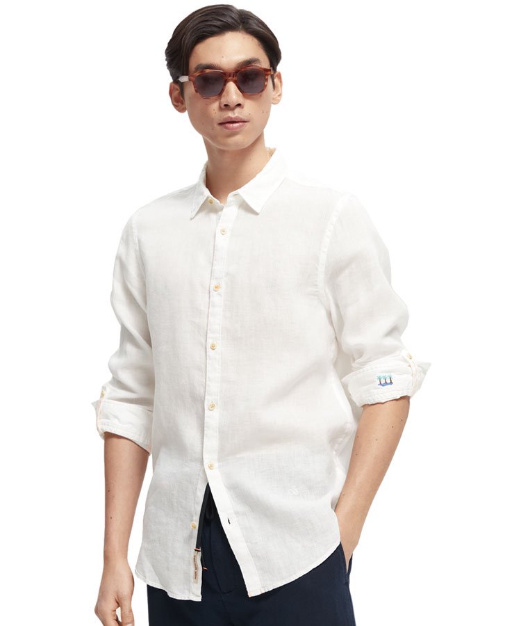 Regular-fit linen shirt / ホワイト [292-51401]