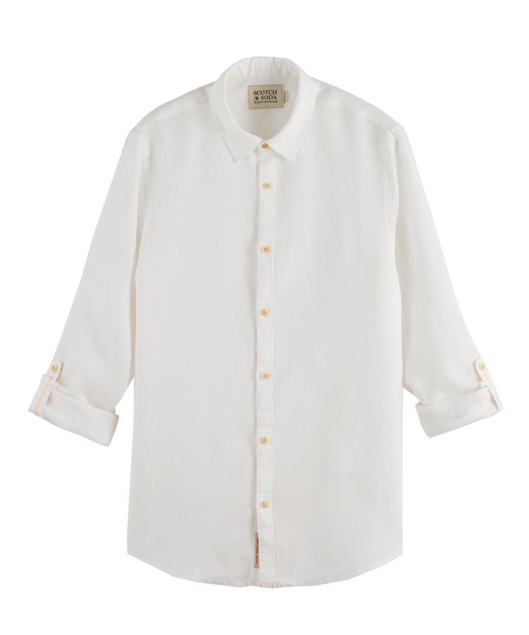 Regular-fit linen shirt / ホワイト [292-51401]