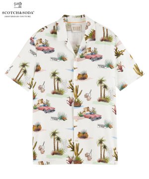 Printed Hawaiian shirt / ホワイト [282-52404]