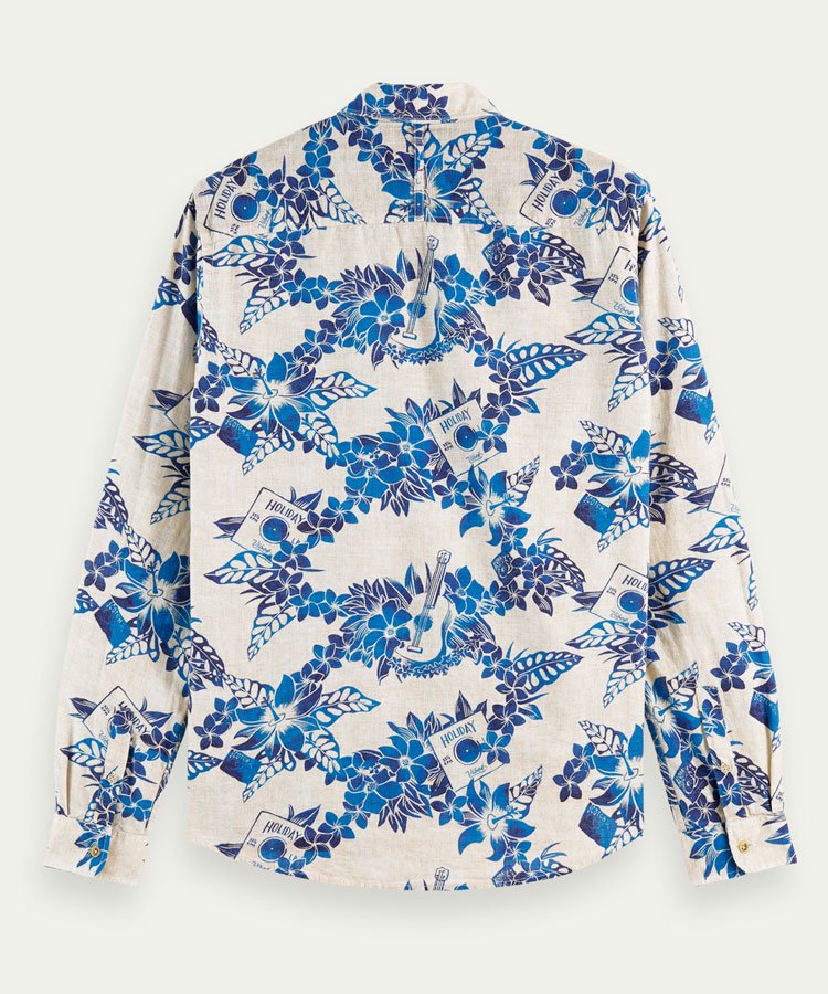 Printed organic cotton poplin shirt / ベージュ [292-51400]
