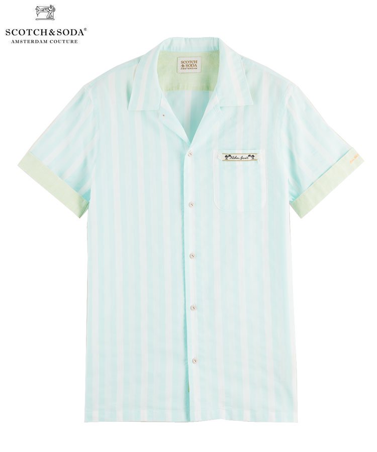 Lightweight structured organic cotton shirt / ターコイズ [292-52402]