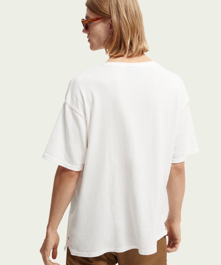 Relaxed-fit graphic organic slub T-shirt / デニムホワイト [292-54424]