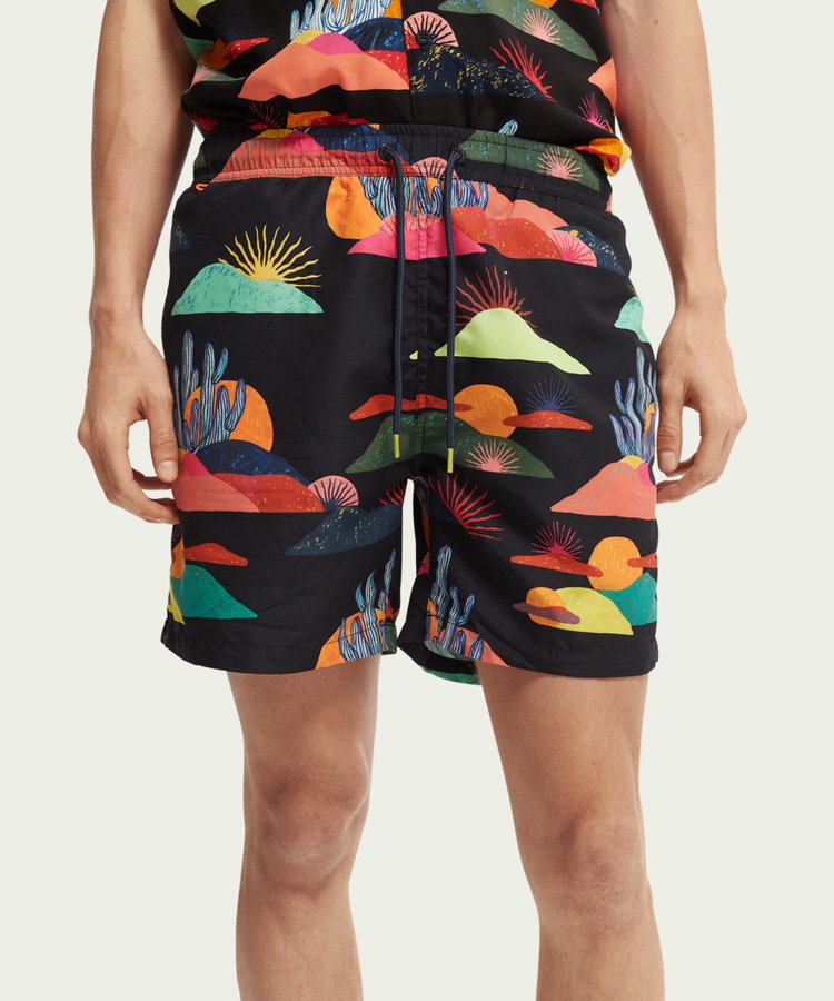 Abel Macias printed swim shorts / ブラック [292-58601]