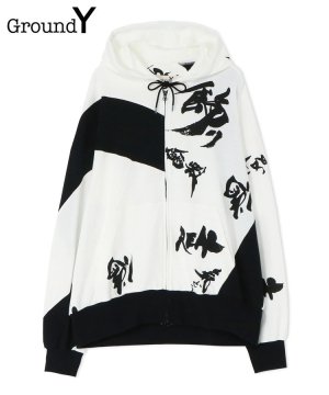 [SOUUN TAKEDA] Mini fleece pile Switched hoodie / ホワイト×ブラック [GE-T30-025-1-03]