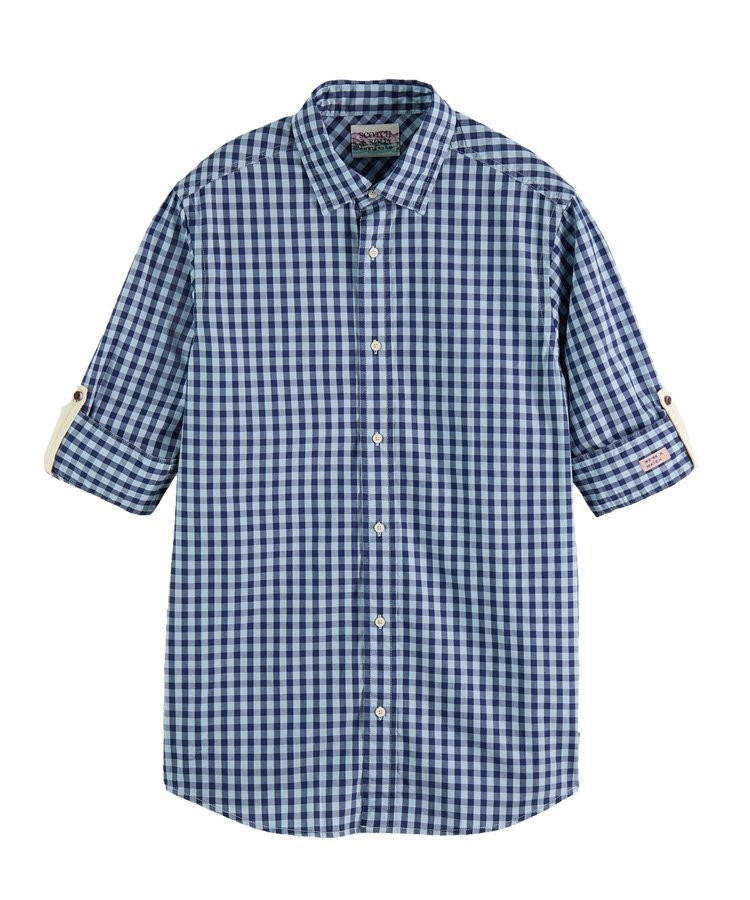 BB-checked organic cotton shirt / ֥롼 [282-61414]
