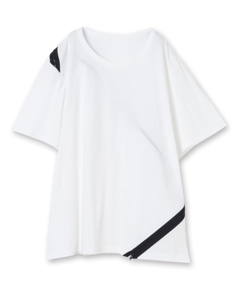 30/cotton jersey Diagonal zipper short sleeves T / ۥ磻 [GE-T25-040-1-01]