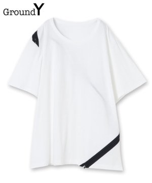 30/cotton jersey Diagonal zipper short sleeves T / ホワイト [GE-T25-040-1-01]