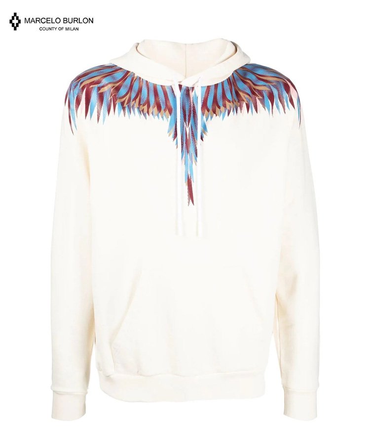 <img class='new_mark_img1' src='https://img.shop-pro.jp/img/new/icons5.gif' style='border:none;display:inline;margin:0px;padding:0px;width:auto;' />LINES WINGS REGULAR HOODIE / エクリュ×ライトブルー [CMBF22-087]