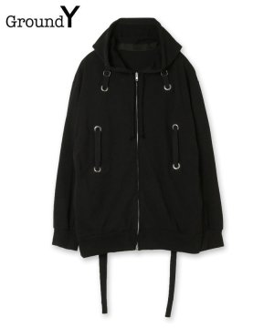 Mini fleece pile Eyelet zipper hoodie / ブラック [GE-T10-005-3-03]