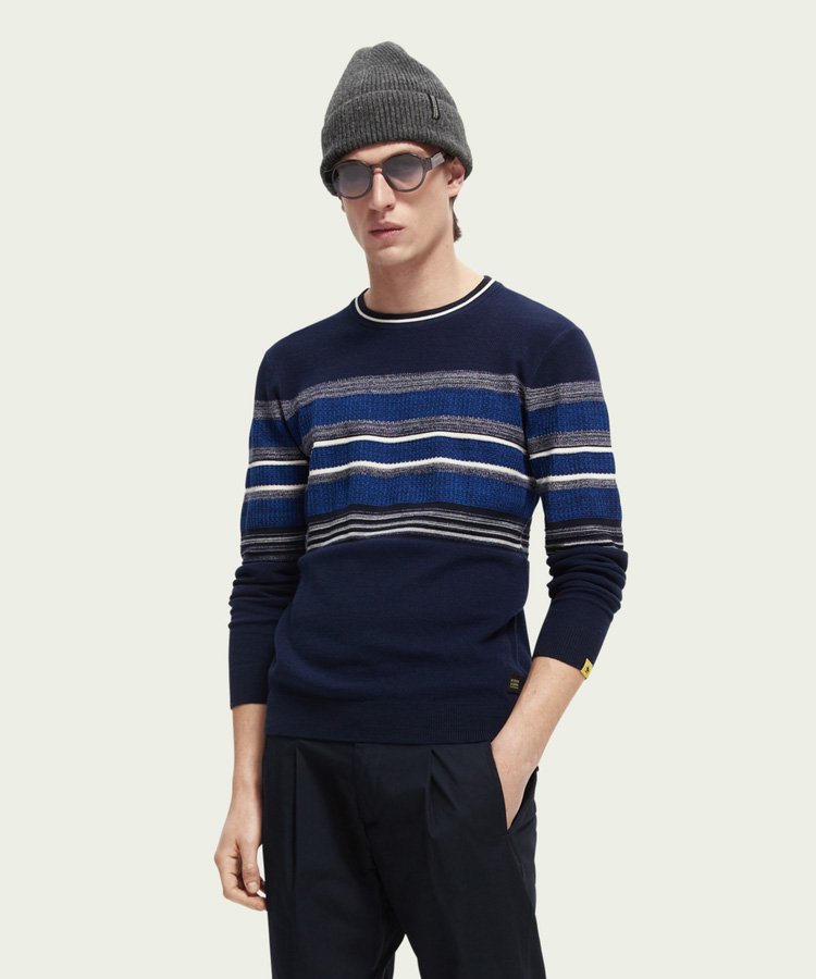 Structured organic striped crewneck sweater / ͥӡ [282-65405]