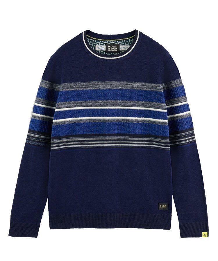 Structured organic striped crewneck sweater / ͥӡ [282-65405]
