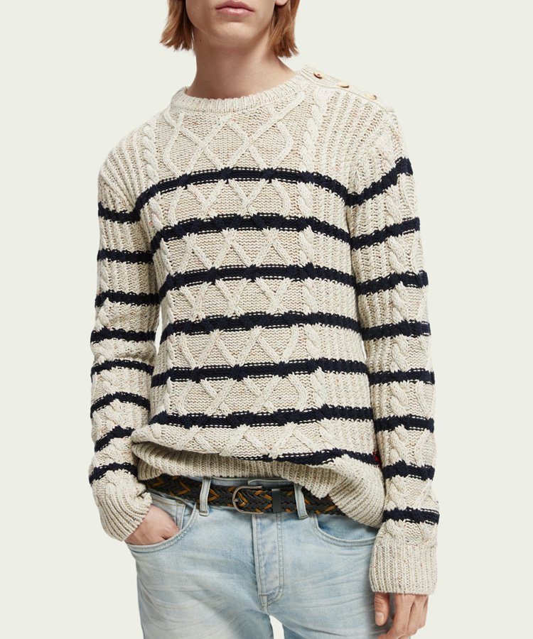 Speckled cable knit crewneck sweater / ʥ [282-65406]