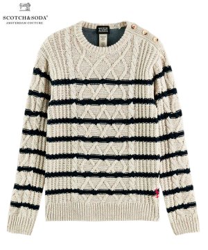 Speckled cable knit crewneck sweater / ʥ [282-65406]