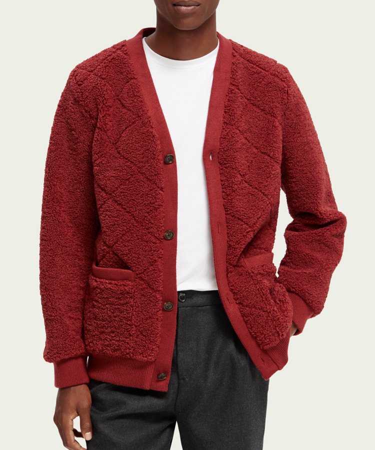 <img class='new_mark_img1' src='https://img.shop-pro.jp/img/new/icons5.gif' style='border:none;display:inline;margin:0px;padding:0px;width:auto;' />Quilted teddy cardigan / レッドアース [282-61816]