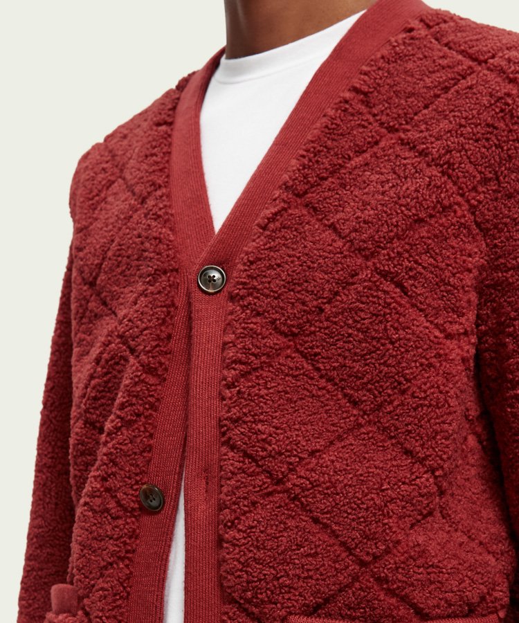 <img class='new_mark_img1' src='https://img.shop-pro.jp/img/new/icons5.gif' style='border:none;display:inline;margin:0px;padding:0px;width:auto;' />Quilted teddy cardigan / レッドアース [282-61816]