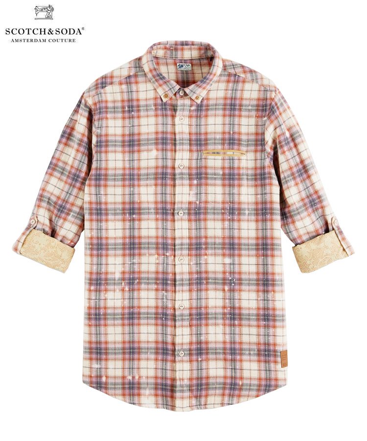 SCOTCH & SODA 2023'SS COLLECTION 「Bonded checked organic shirt with  sleeve-adjustment」