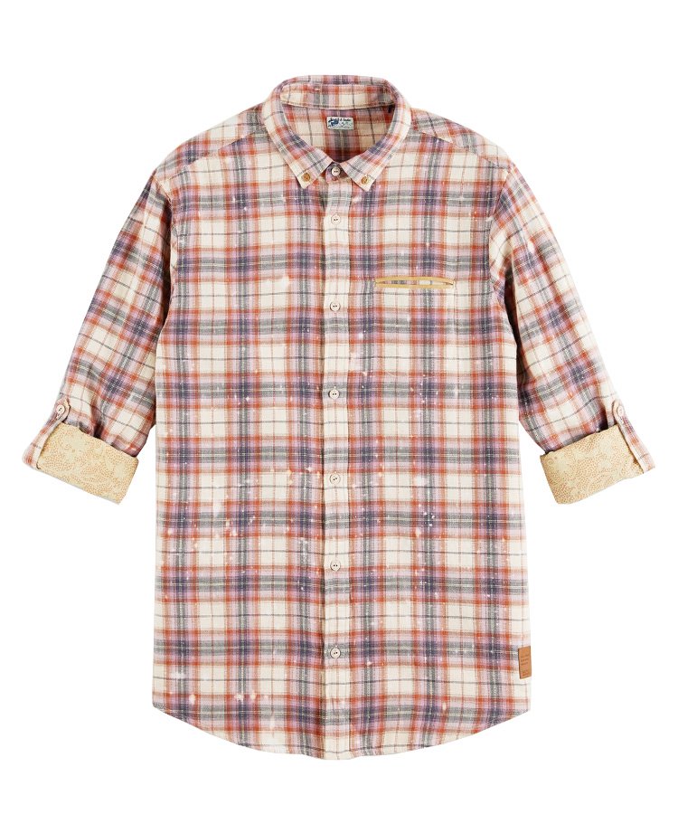 Bonded checked organic shirt with sleeve-adjustment / ޥ [282-71432]