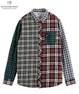 Regular fit mixed-check shirt / マルチ [282-71430]