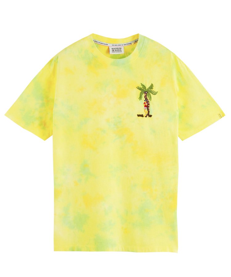 Embroidered artwork tie-dye T-shirt /  [292-74426]