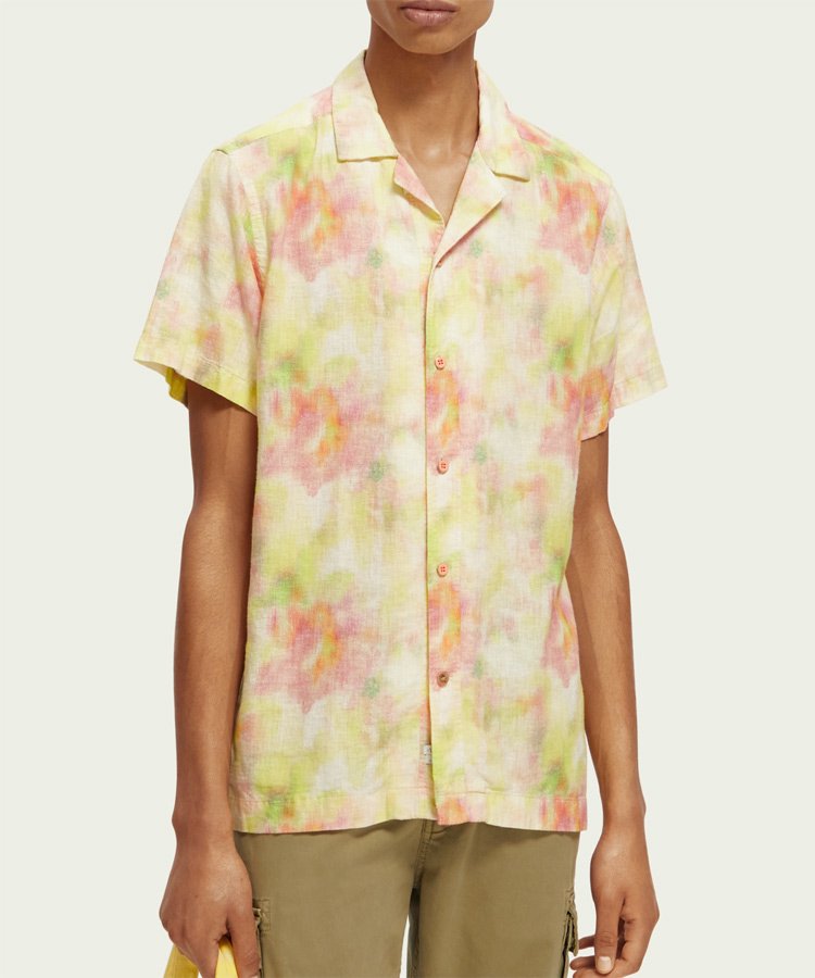Tie-dye linen-blended camp shirt /  [292-72416]