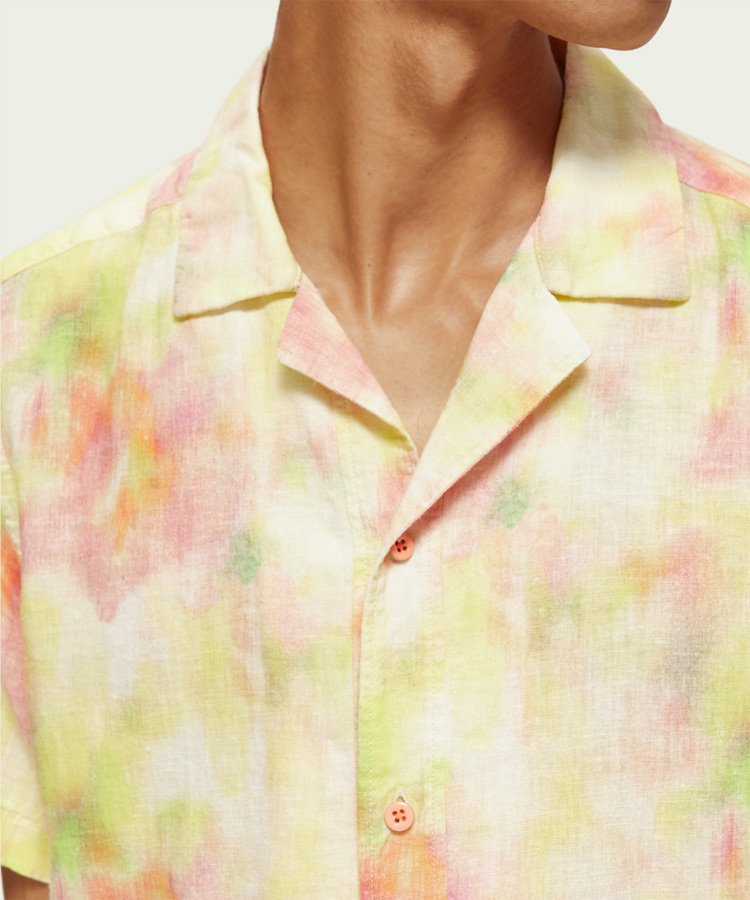Tie-dye linen-blended camp shirt /  [292-72416]
