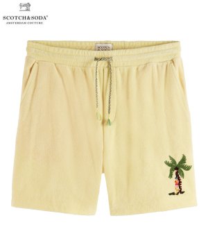 Embroidered towelling Bermuda shorts / バナナ [292-72517]