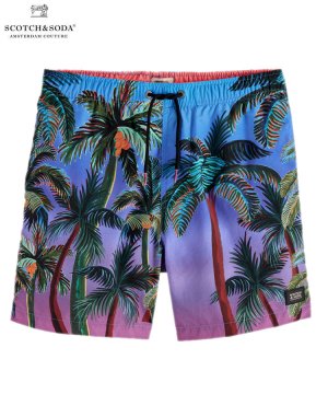 Printed mid-length swim shorts / パームツリー [292-78608]