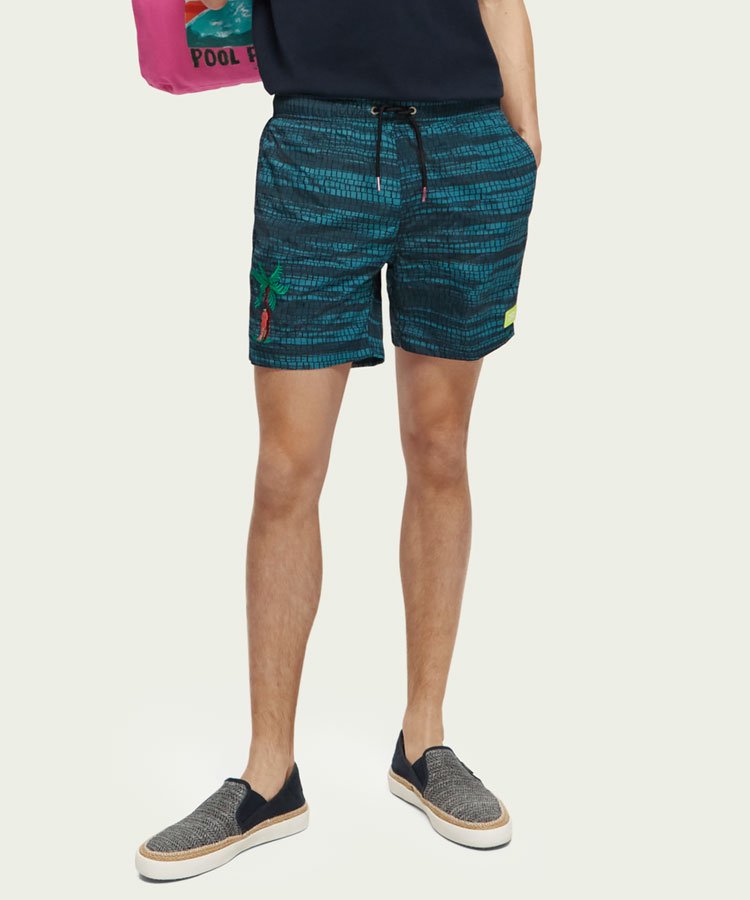 Printed mid-length swim shorts / ֥롼 [292-78608]