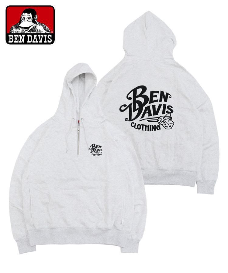 BEN DAVIS (ベン デイビス) 「CLASSIC LOGO HALF ZIP HOODIE (刺繍 アメリカ ロゴ ハーフジップ スウェット  パーカー フーディー)」