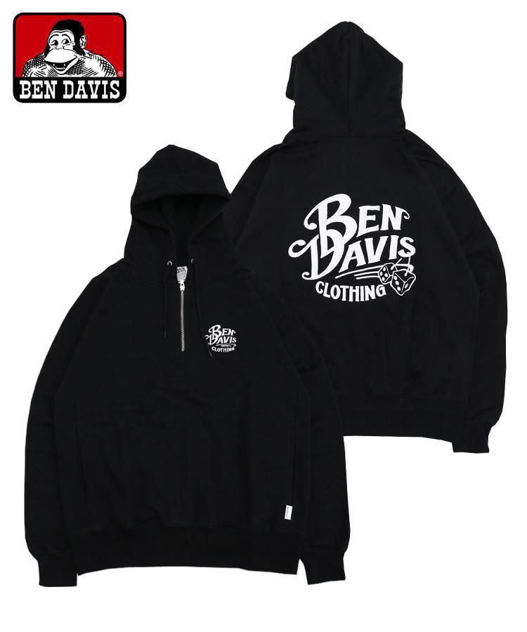 BEN DAVIS (ベン デイビス) 「CLASSIC LOGO HALF ZIP HOODIE (刺繍 アメリカ ロゴ ハーフジップ スウェット  パーカー フーディー)」