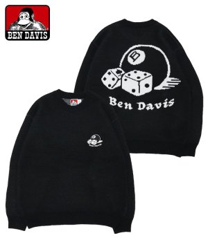 DICE&BALL KNIT (ダイス・ボールロゴ ワンポイント刺繍 ニット セーター) / ブラック [I-23780070-01]