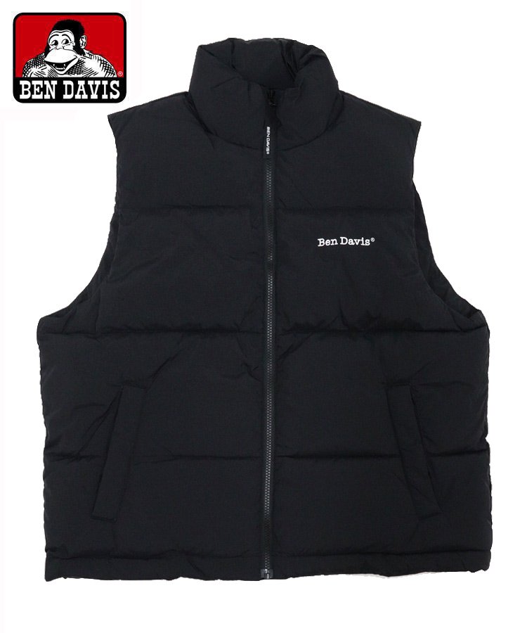 BEN DAVIS (ベン デイビス) 「BD PUFFER VEST (ワンポイント刺繍 シンプル フェイクダウン 中綿ベスト パファーベスト)」