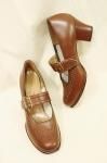 40'S HEEL HUGGER LEATHER MARY JANE SHOES (L.BRN)