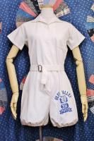 60'S GAMEWIN COLLEGE PRINT GYM SUIT WITH BELT (WHT/BLE)